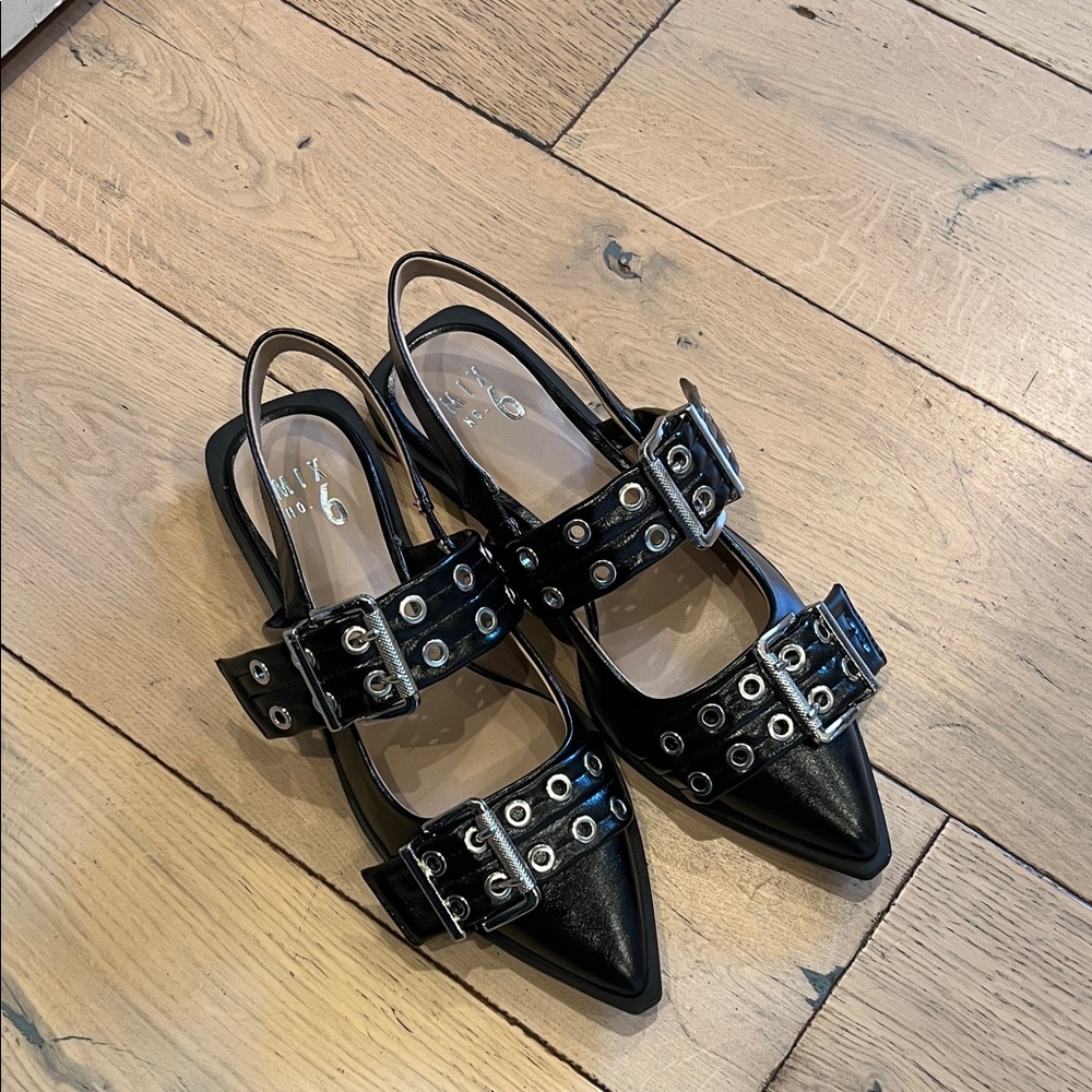Mix No. 6 Black Buckle Flats